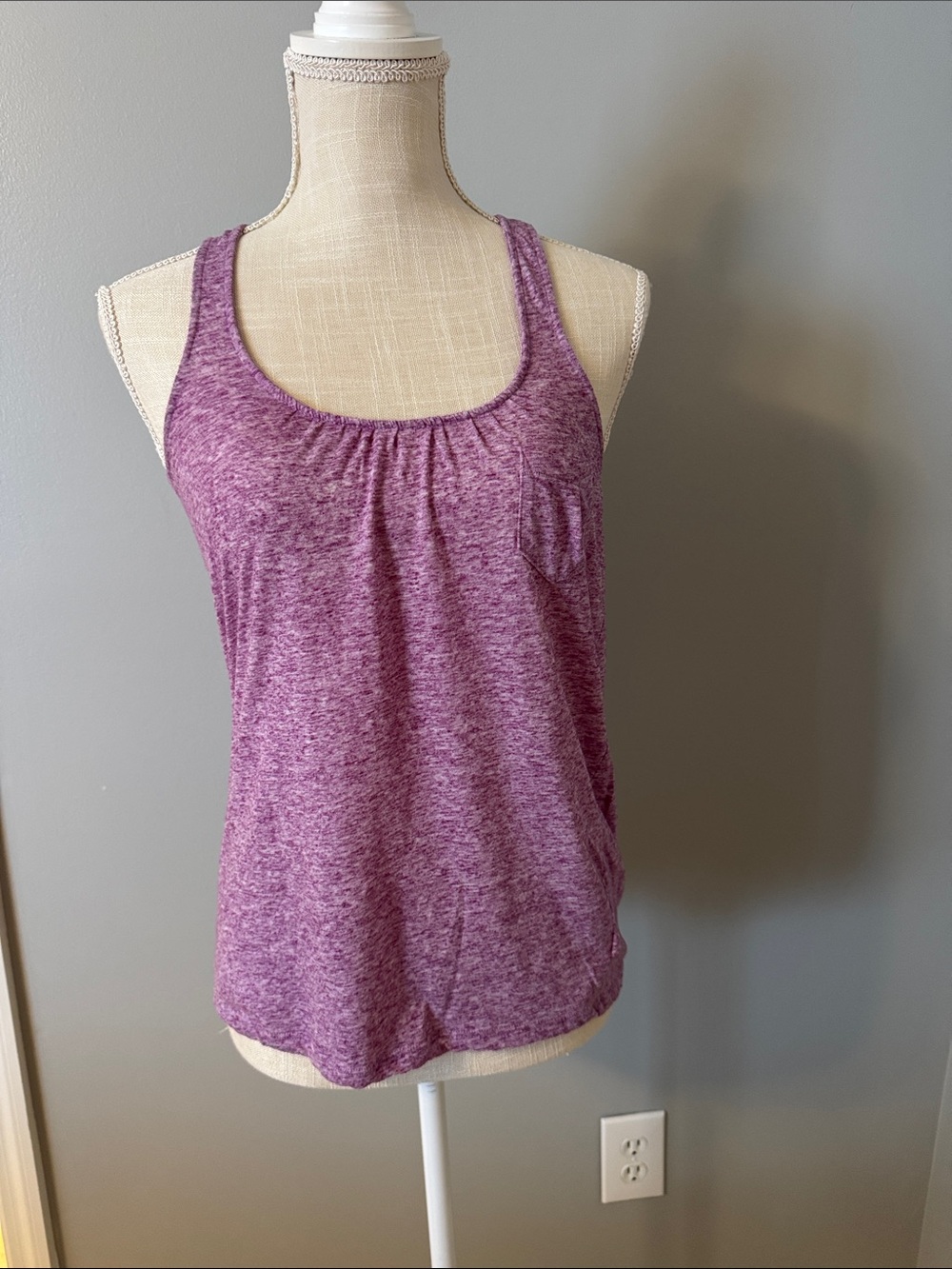 American Eagle Outfitters Heathered Purple Scoop Neck Tank
